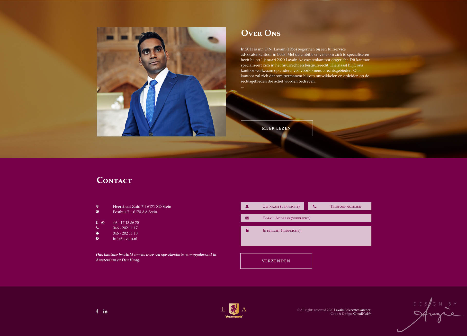 Lavain Advocaat - First page from web site layout